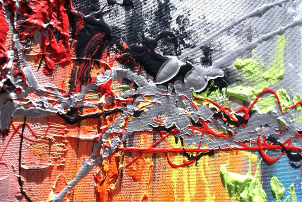 Obraz do biura abstrakcja "Kolory dzieciństwa" obrazy nowoczesne na płótnie 1042A - obrazek 5