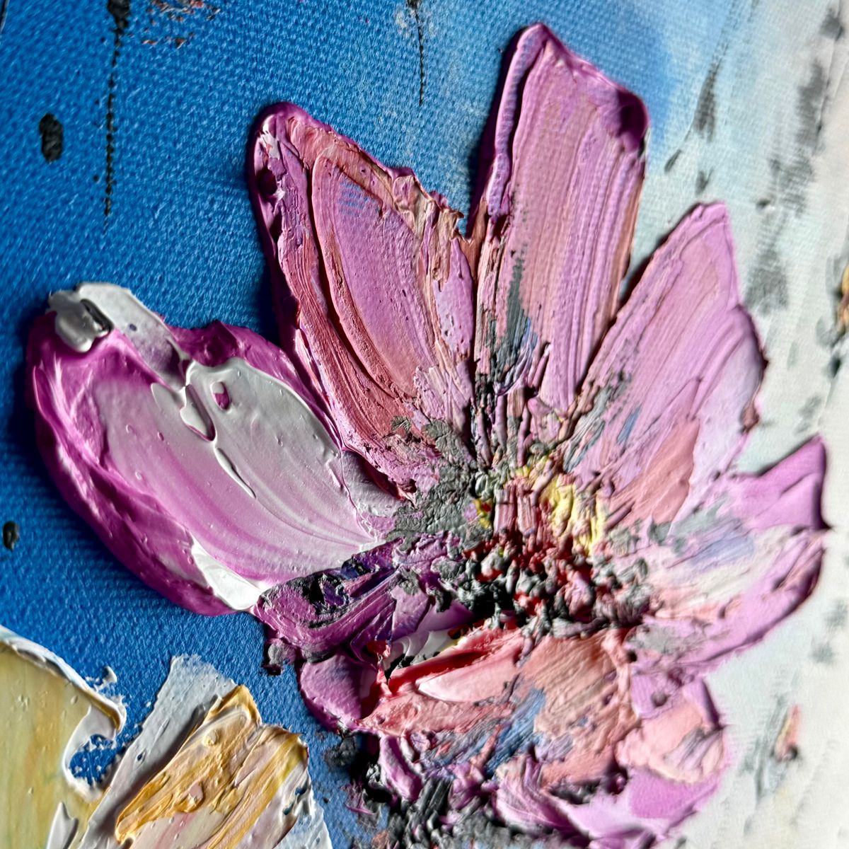 Nowoczesny obraz kwiaty 60 x 80cm – kolorowa kompozycja z grubą fakturą 2366A - obrazek 7