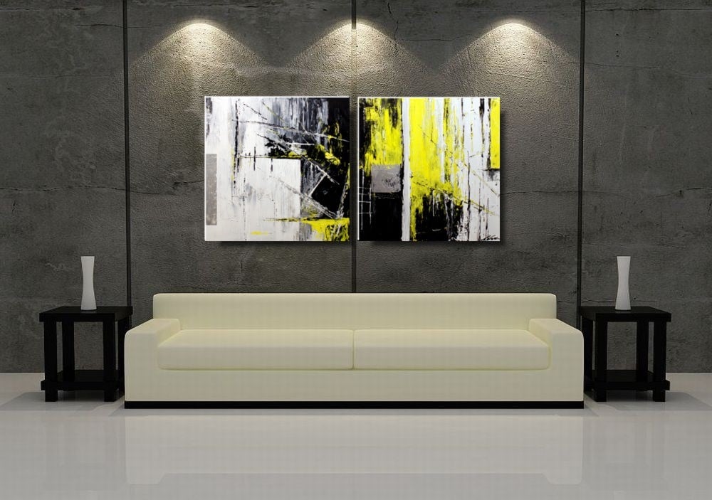 Obraz modna abstrakcja żółty skwar obrazy ręcznie malowane 1262A - obrazek 2