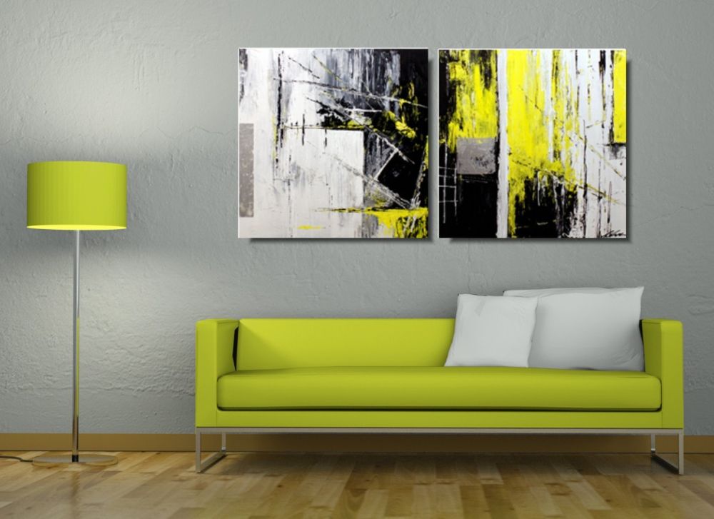 Obraz modna abstrakcja żółty skwar obrazy ręcznie malowane 1262A - obrazek 3