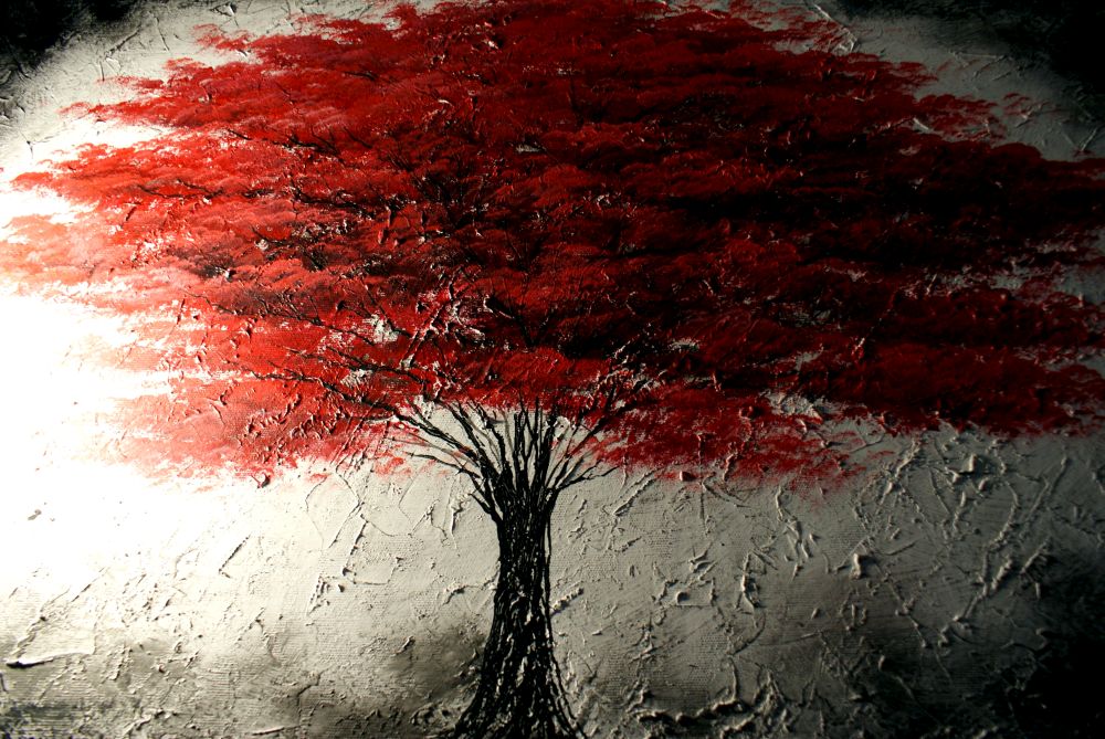 Obraz "Ogniste drzewo" obrazy ręcznie malowane farbami 1528A - obrazek 5