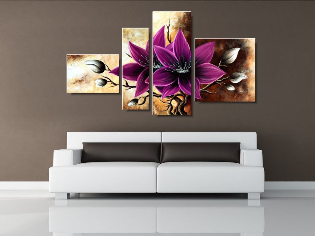 Obraz zjawiskowy amarantowy amarylis obrazy kwiaty ręcznie malowane na płótnie 1092C - obrazek 2