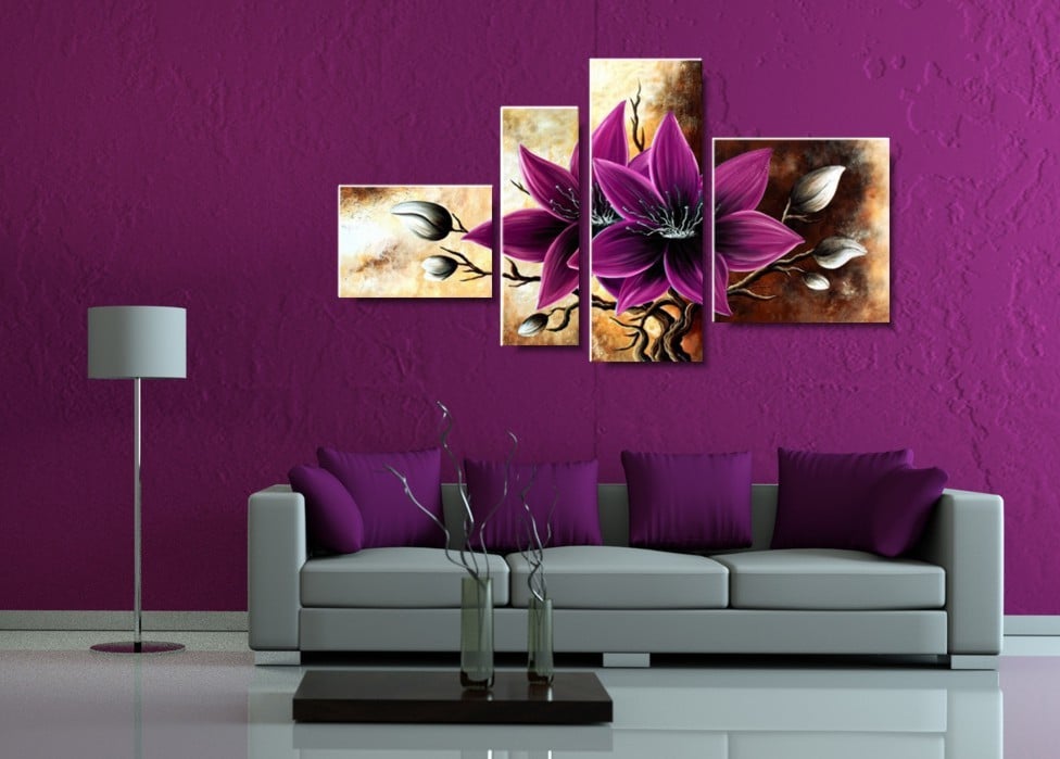 Obraz zjawiskowy amarantowy amarylis obrazy kwiaty ręcznie malowane na płótnie 1092C - obrazek 3