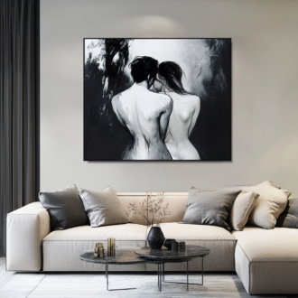 Współczesny obraz czarno biały akt "Zakochani" 2337A