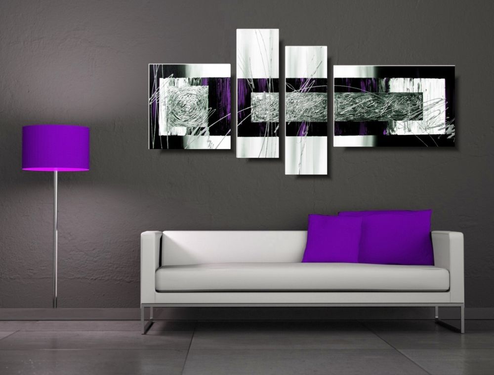 Obrazy nowoczesne delikatna fioletowa abstrakcja obraz ręcznie malowany dla mamy 1082A - obrazek 2