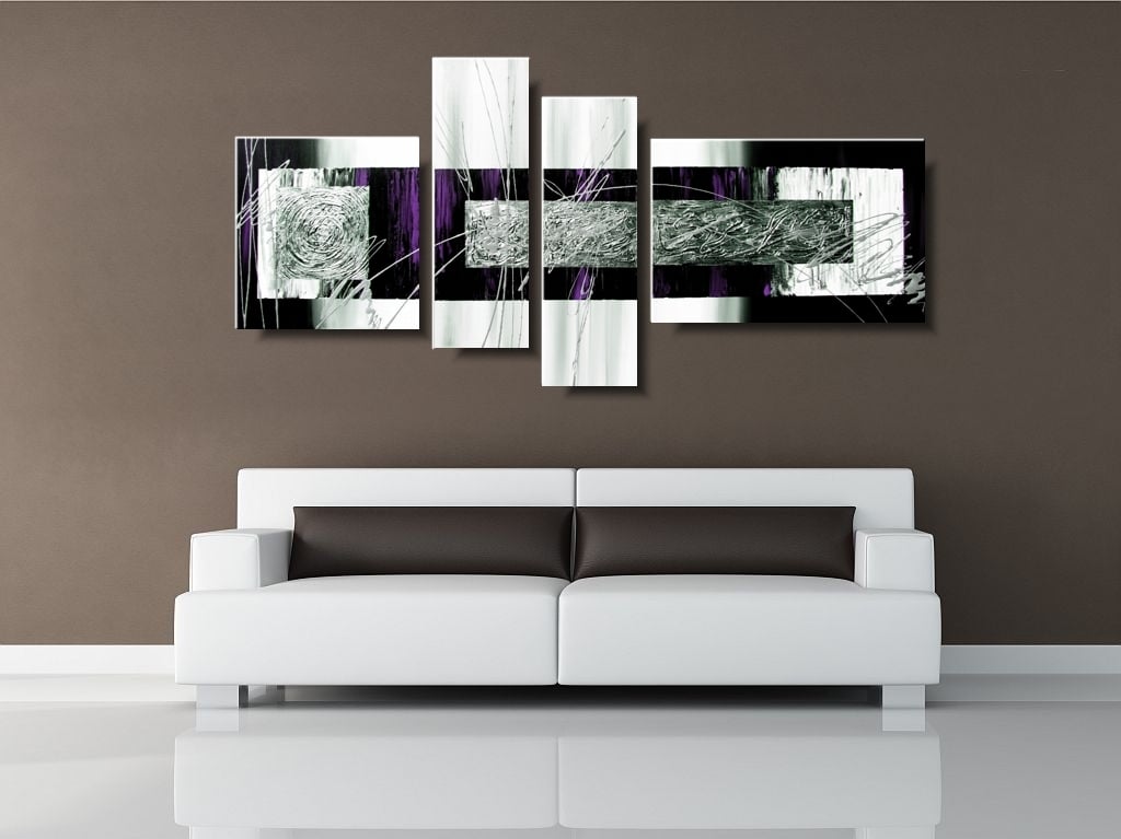 Obrazy nowoczesne delikatna fioletowa abstrakcja obraz ręcznie malowany dla mamy 1082A - obrazek 3