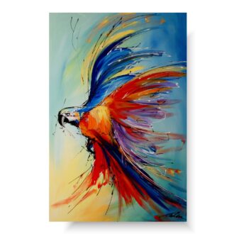 Obrazy nowoczesne ze zwierzętami "Papuga ara" obraz ręcznie malowany akryl 1725A