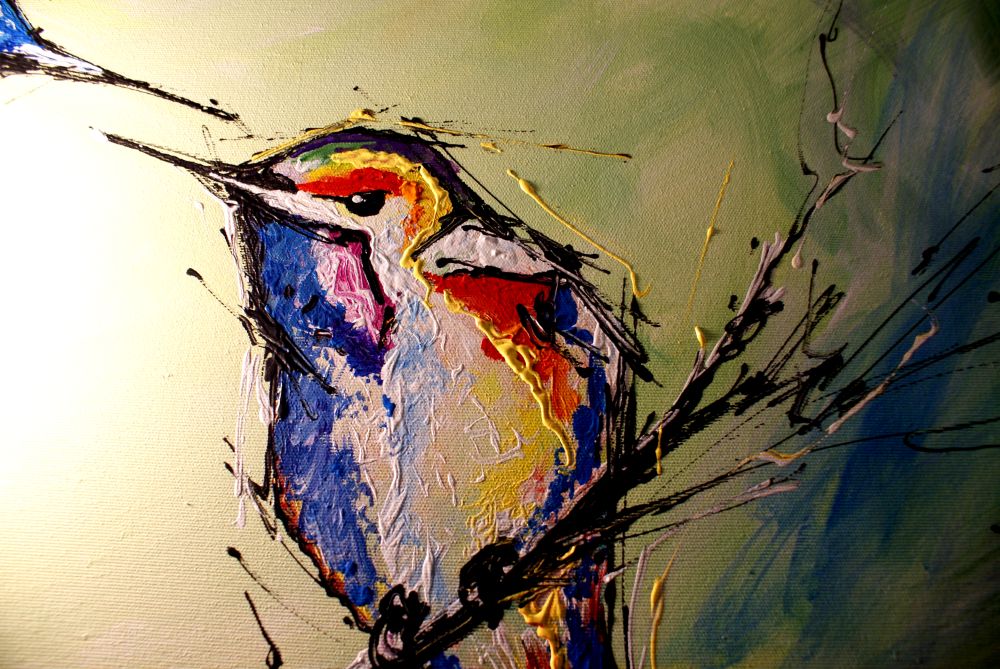 Obrazy ręcznie malowany na płótnie "Wróbelki" 1727A - obrazek 5