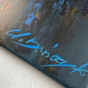 Obraz miasto – detal podpis autora