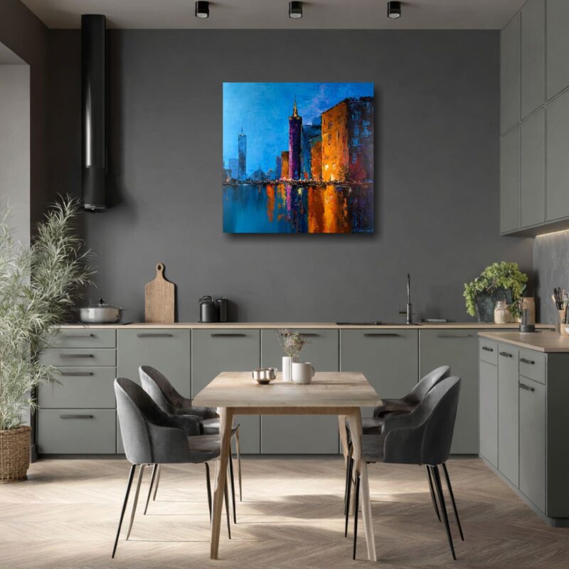 Nowoczesny obraz miasto w jadalni lub salonie