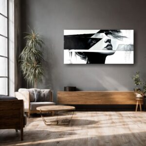 Czarno biały obraz portret do salonu