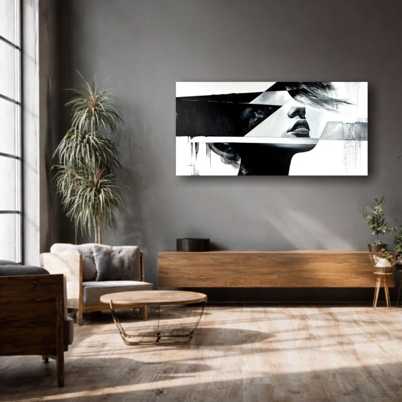 Czarno biały obraz portret do salonu