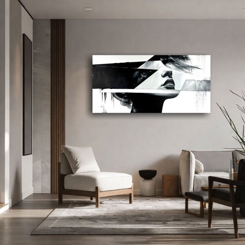 Czarno biały obraz portret w salonie