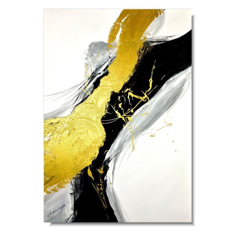 Złoty obraz abstrakcyjny nowoczesny premium
