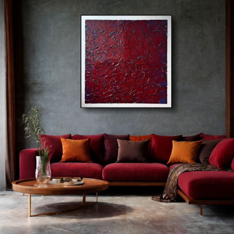 Nowoczesna abstrakcja obraz w ramie 110x110cm obraz nad kanapą