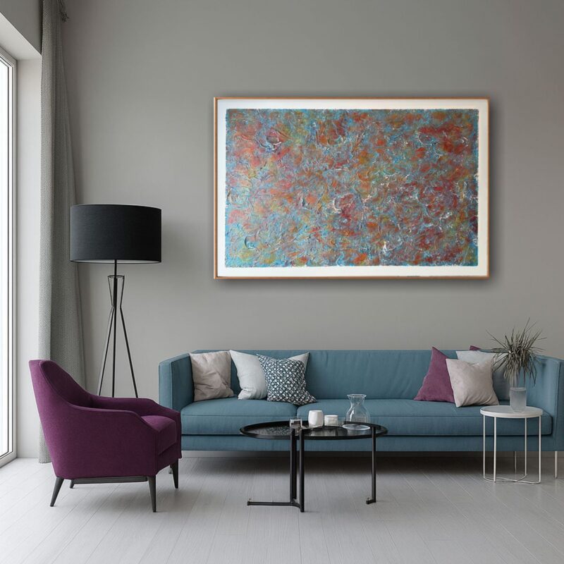 Nowoczesny obraz abstrakcyjny w salonie nad kanapą