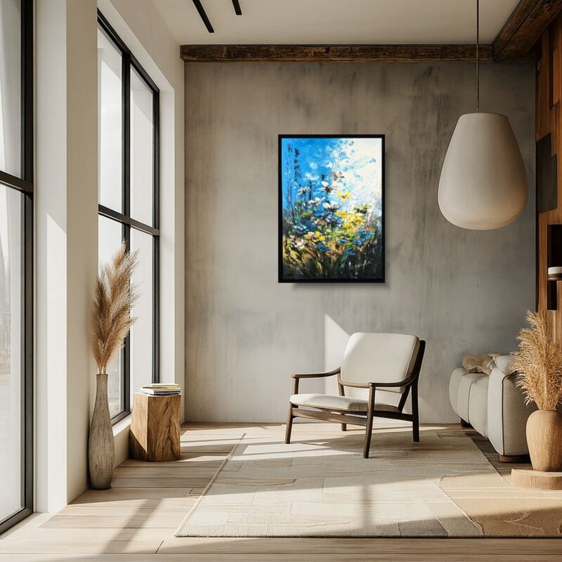 nowoczesny obraz kwiaty niebieski